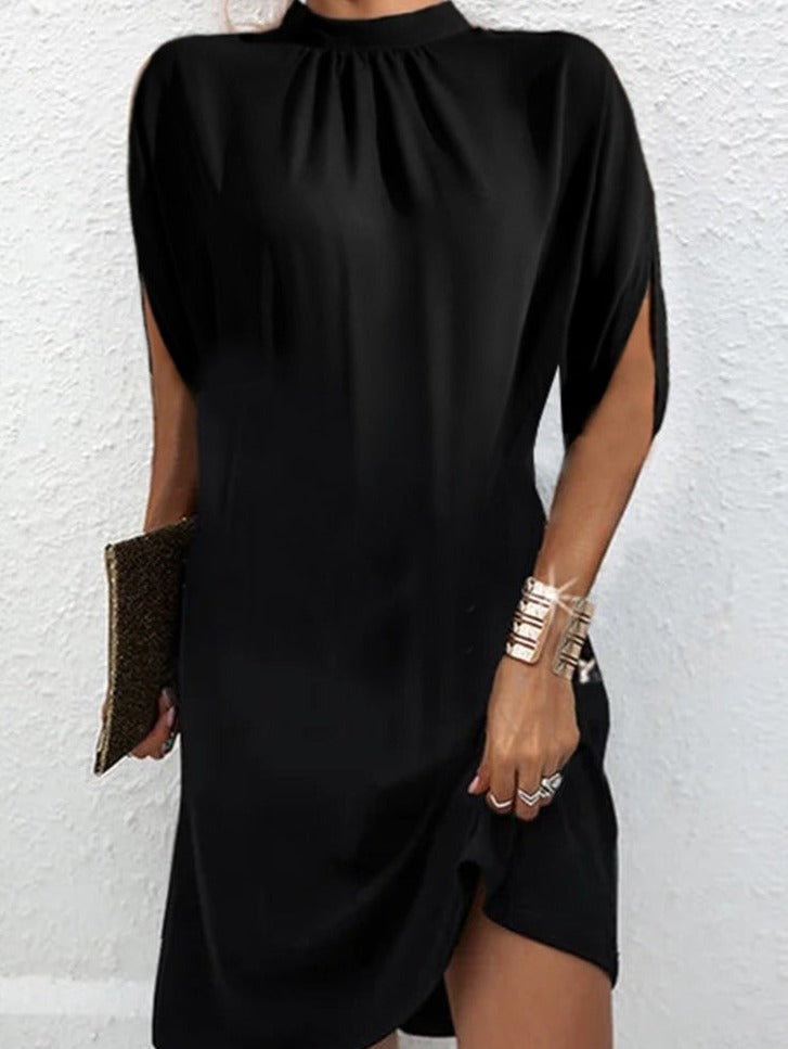 The Liora Mini — Noir Batwing Dress