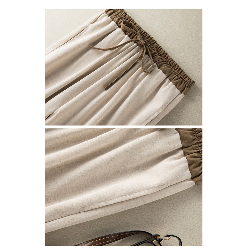 Pantalon Harem Femme en Coton Uni Buddha Stones avec Cordons et Poches