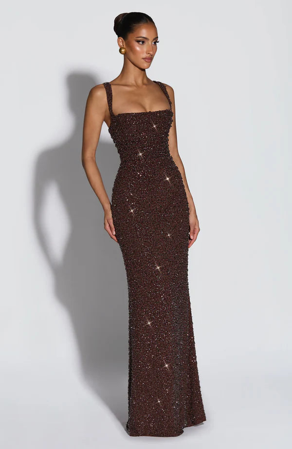 ROSALIND | Robe longue à encolure carrée