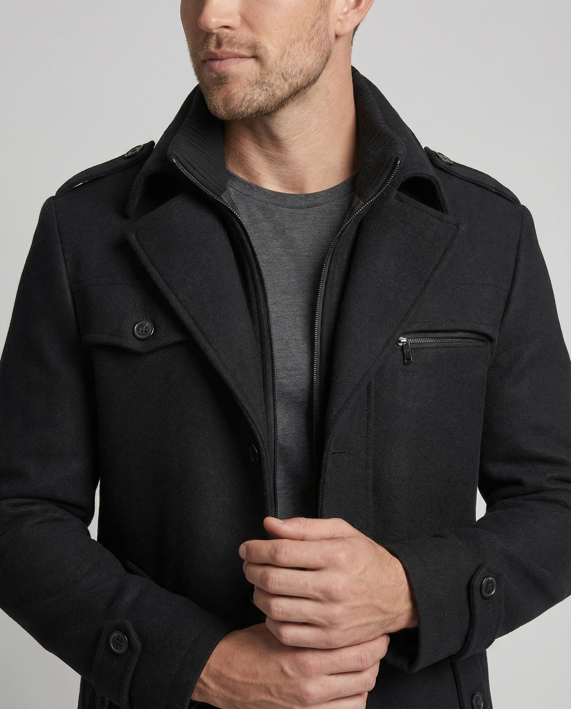 Bernd Field Coat — Onyx Wool Blend