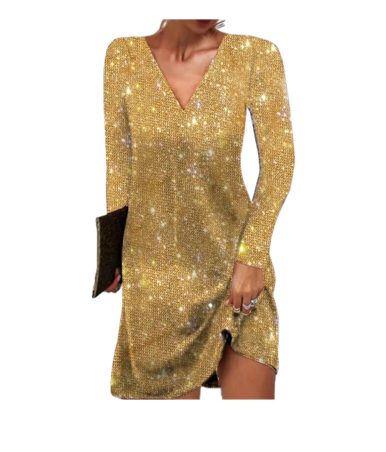 The Elara — Silver Sequin Mini Dress