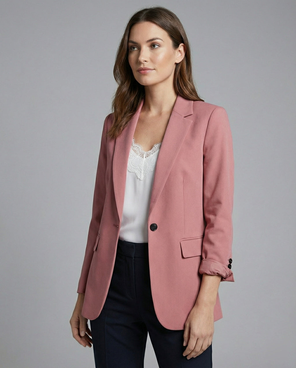 Elara Blazer — Blush Pink