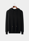 SWEAT À CAPUCHE NOIR DÉCONTRACTÉ EN LAINE MÉRINOS EXTRA-FINE PURE