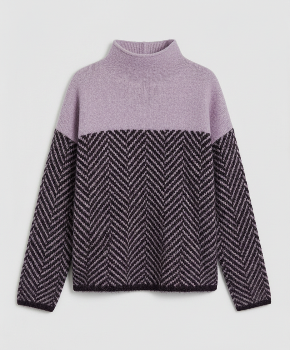 The Liora Knit — Two-Tone Turtleneck Sweater