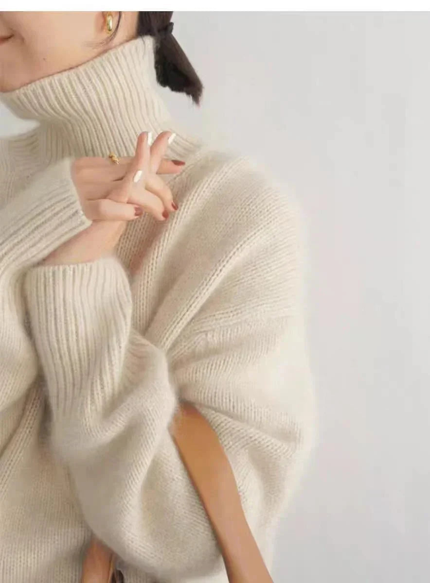 The Sanna — Soft Beige Turtleneck Knit