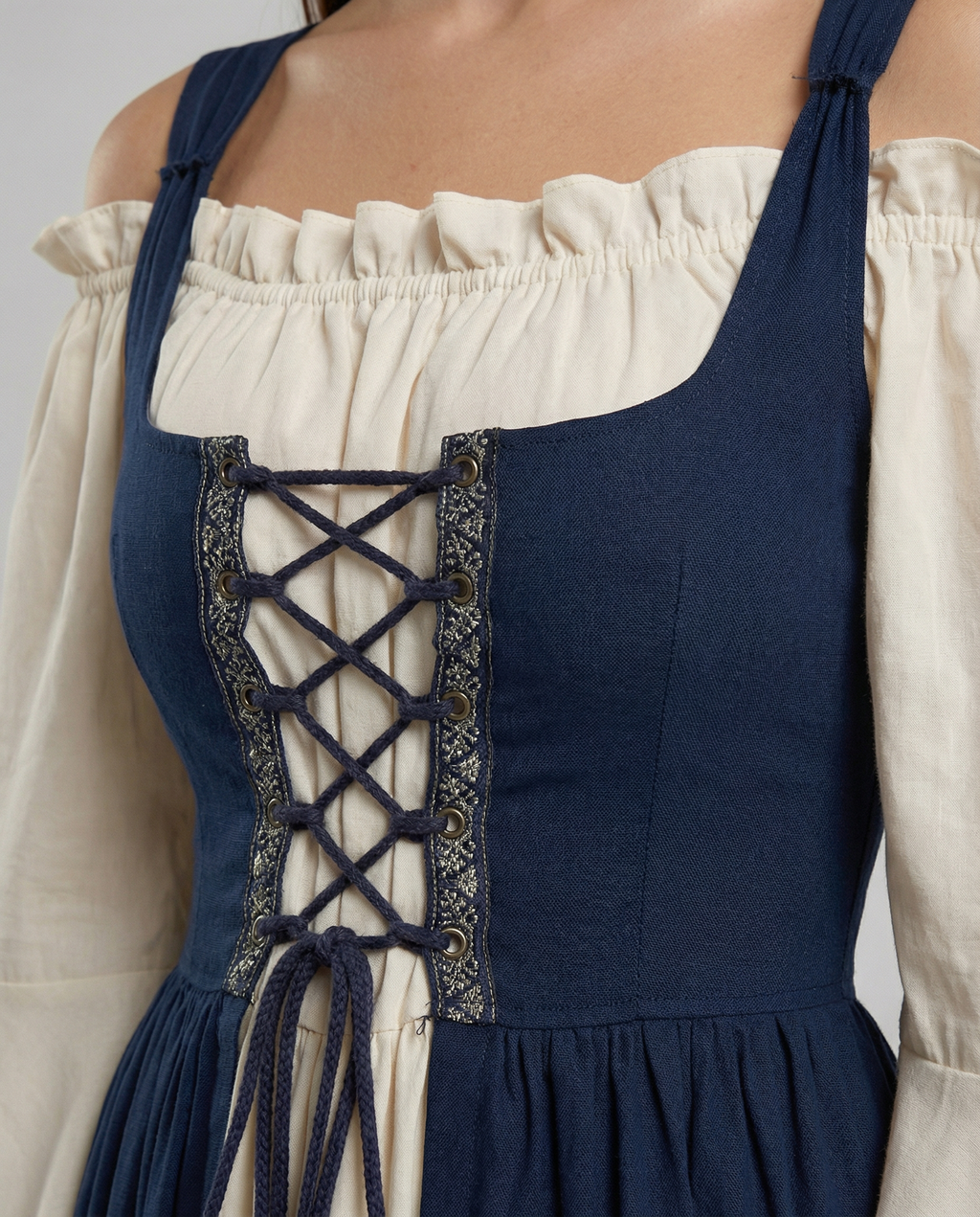 Rosaleen Gown — Sapphire Lace-Up Midi