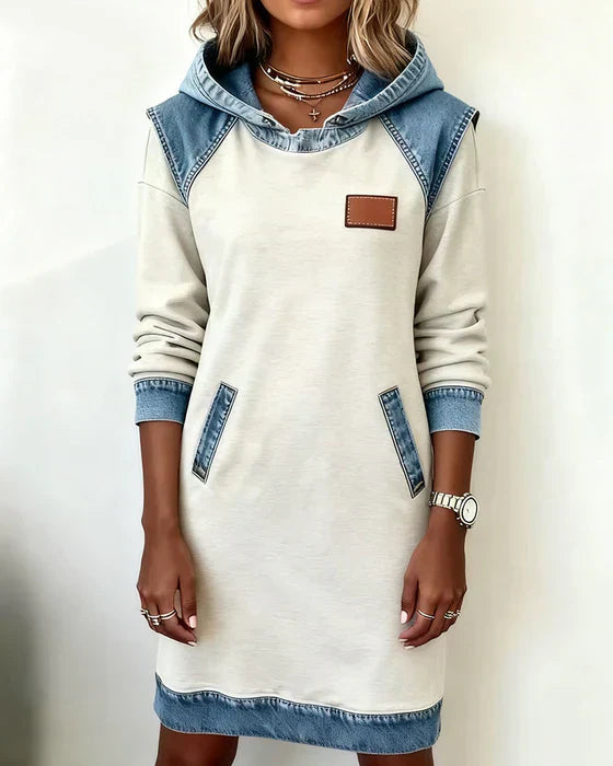 Alexa | Robe sweat à capuche confortable avec contraste