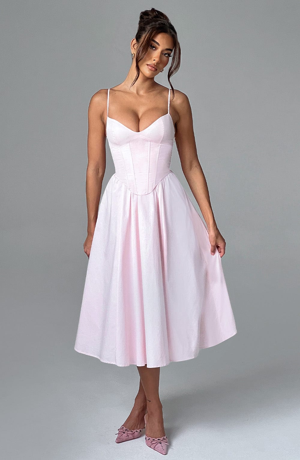 MAILEEN | Robe Midi Élégante avec Design Corset