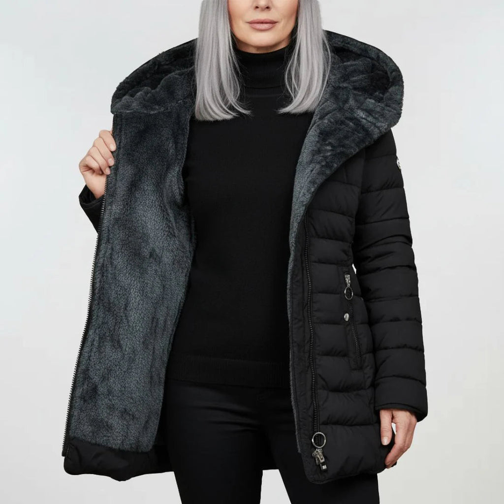 The Sora — Quilted Puffer with Rabbit Fur Collar