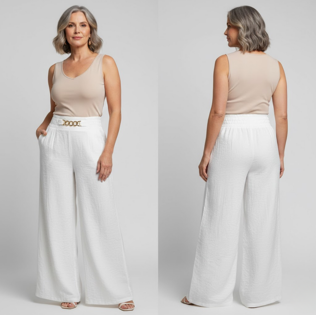 Évelyne™ — Pantalon taille haute à jambes larges avec coupe sculptante