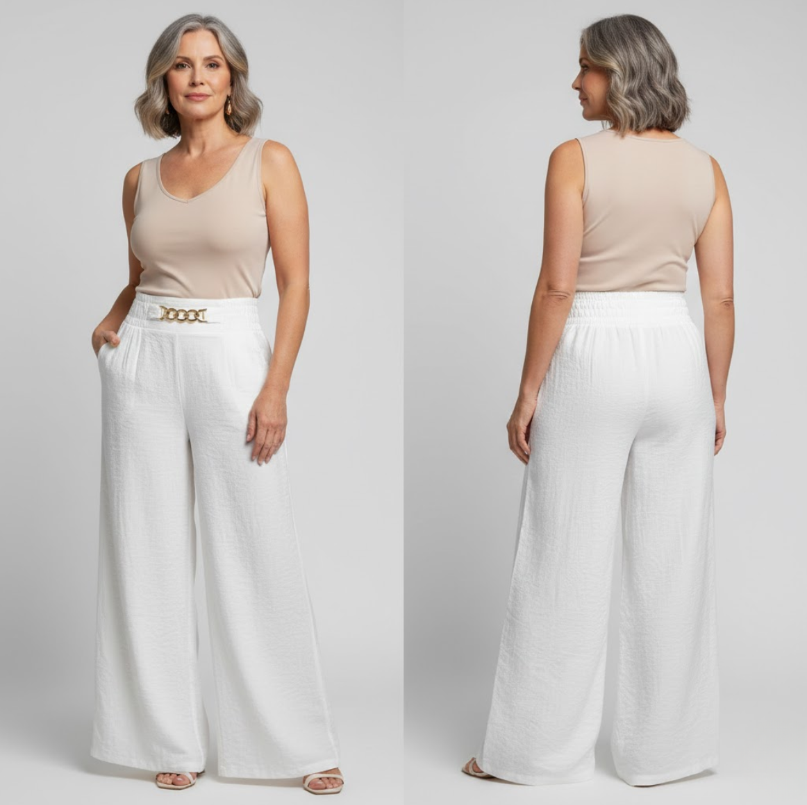 Évelyne™ — Pantalon taille haute à jambes larges avec coupe sculptante