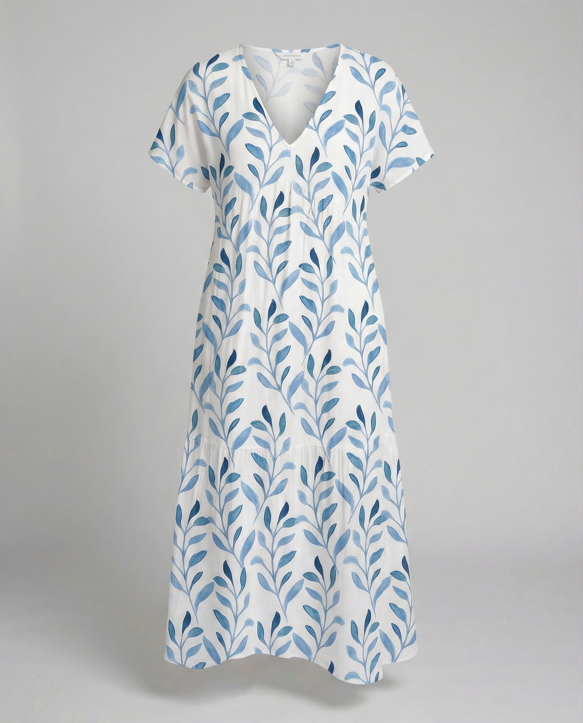 The Elara — Blue Leaf Maxi Dress