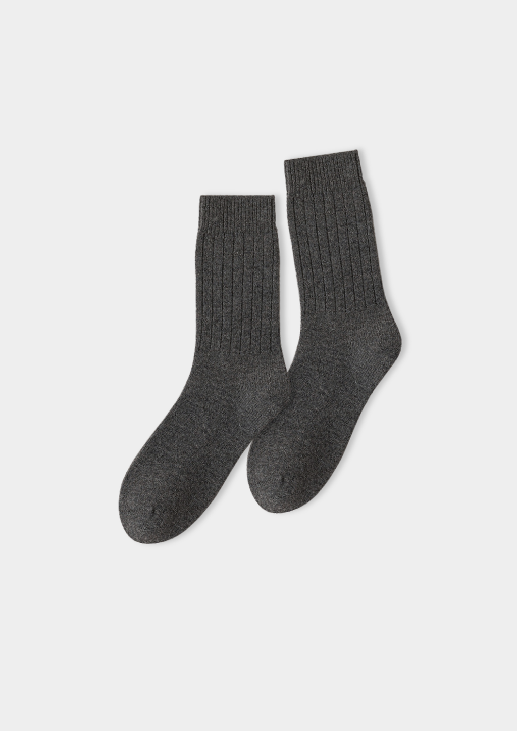 Chaussettes ultra-douces en laine mérinos gris foncé avec design côtelé