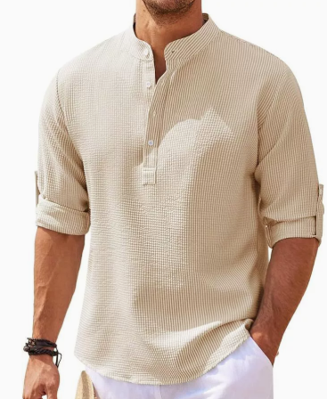 The Anselm — Band-Collar Button-Up Shirt