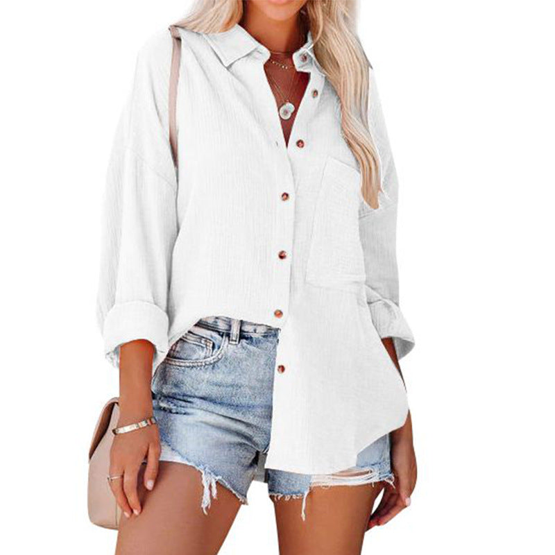 MADELYN | Blouse décontractée à manches longues avec boutons