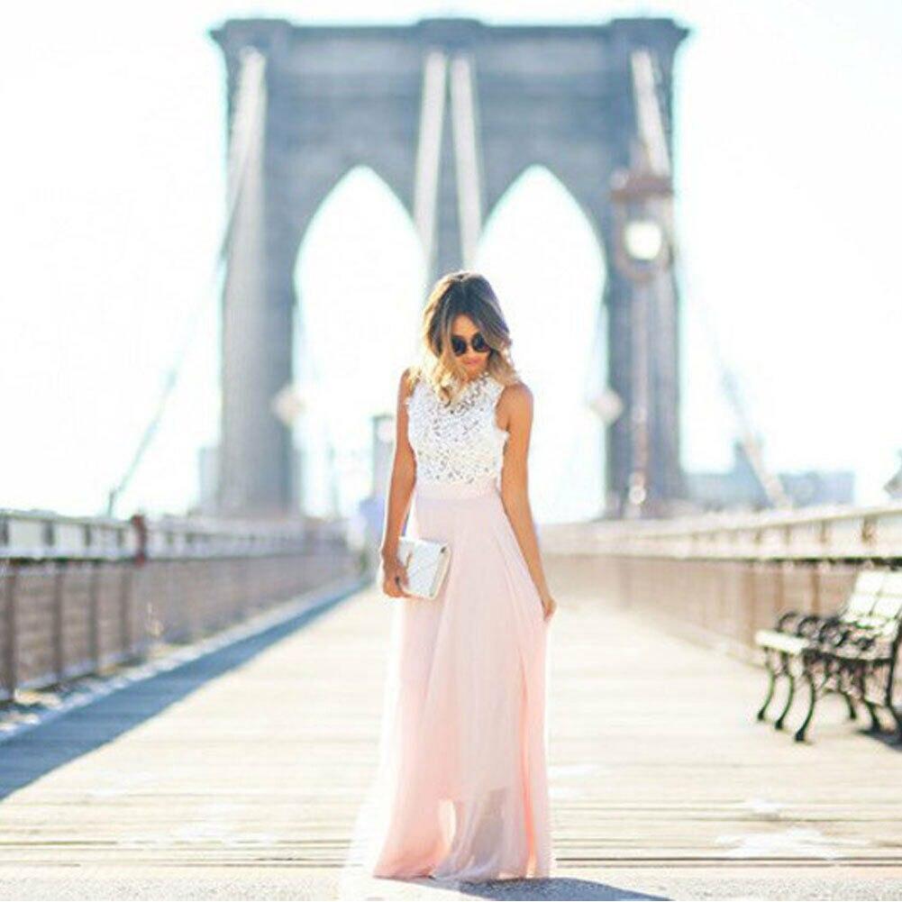 The Elara Maxi — Rose Chiffon & Lace