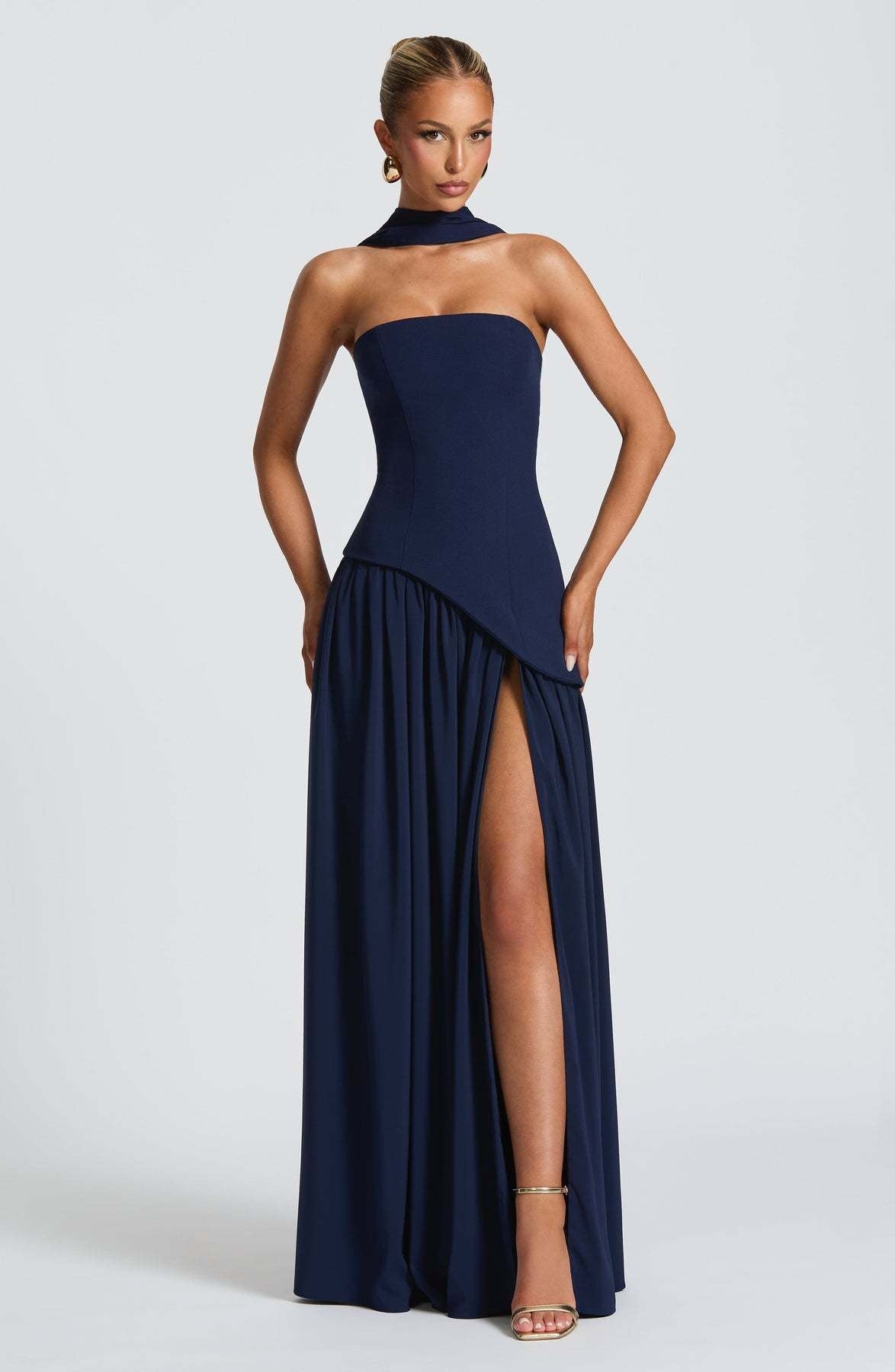 LINA | Robe longue bustier avec fente haute