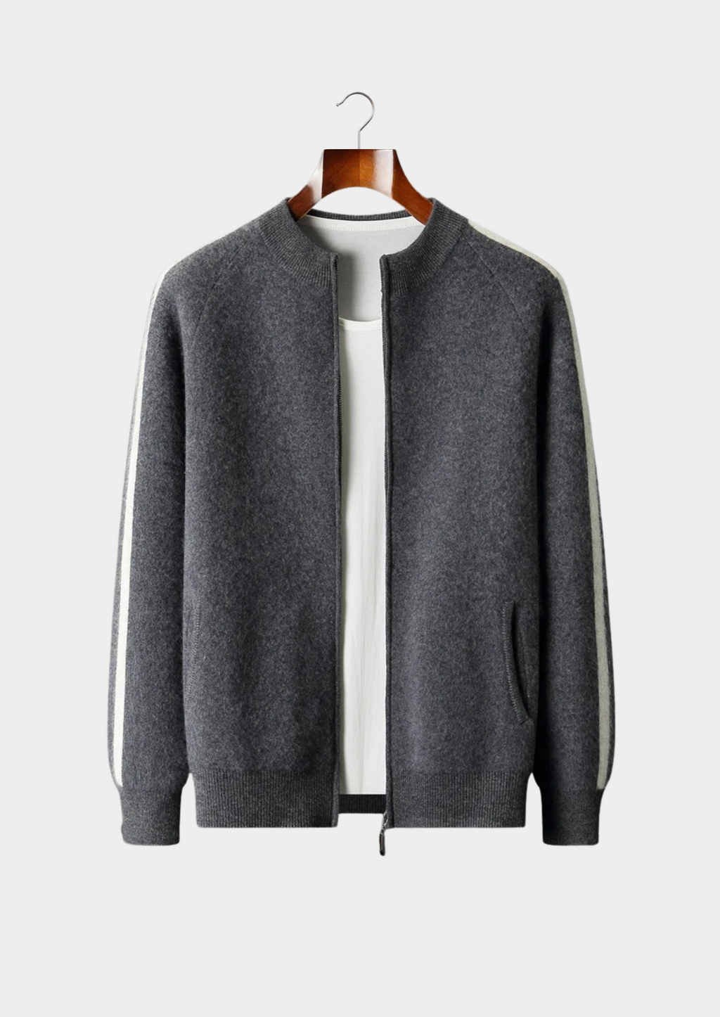 Cardigan en laine mérinos extra-fine pure avec rayures