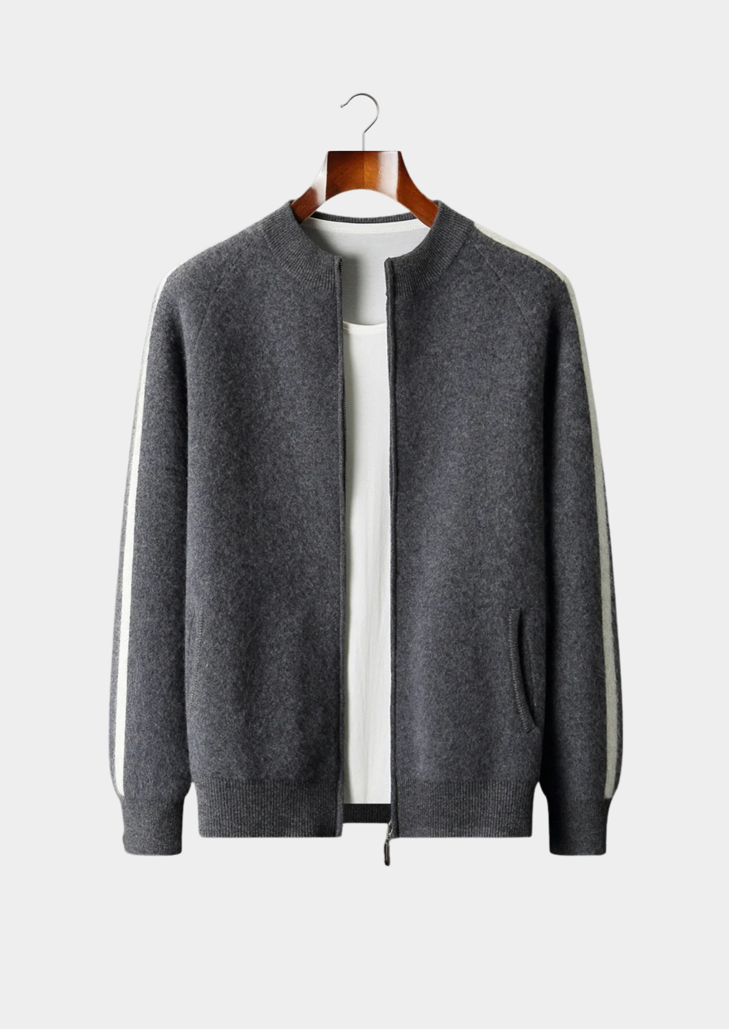 Cardigan en laine mérinos extra-fine pure avec rayures