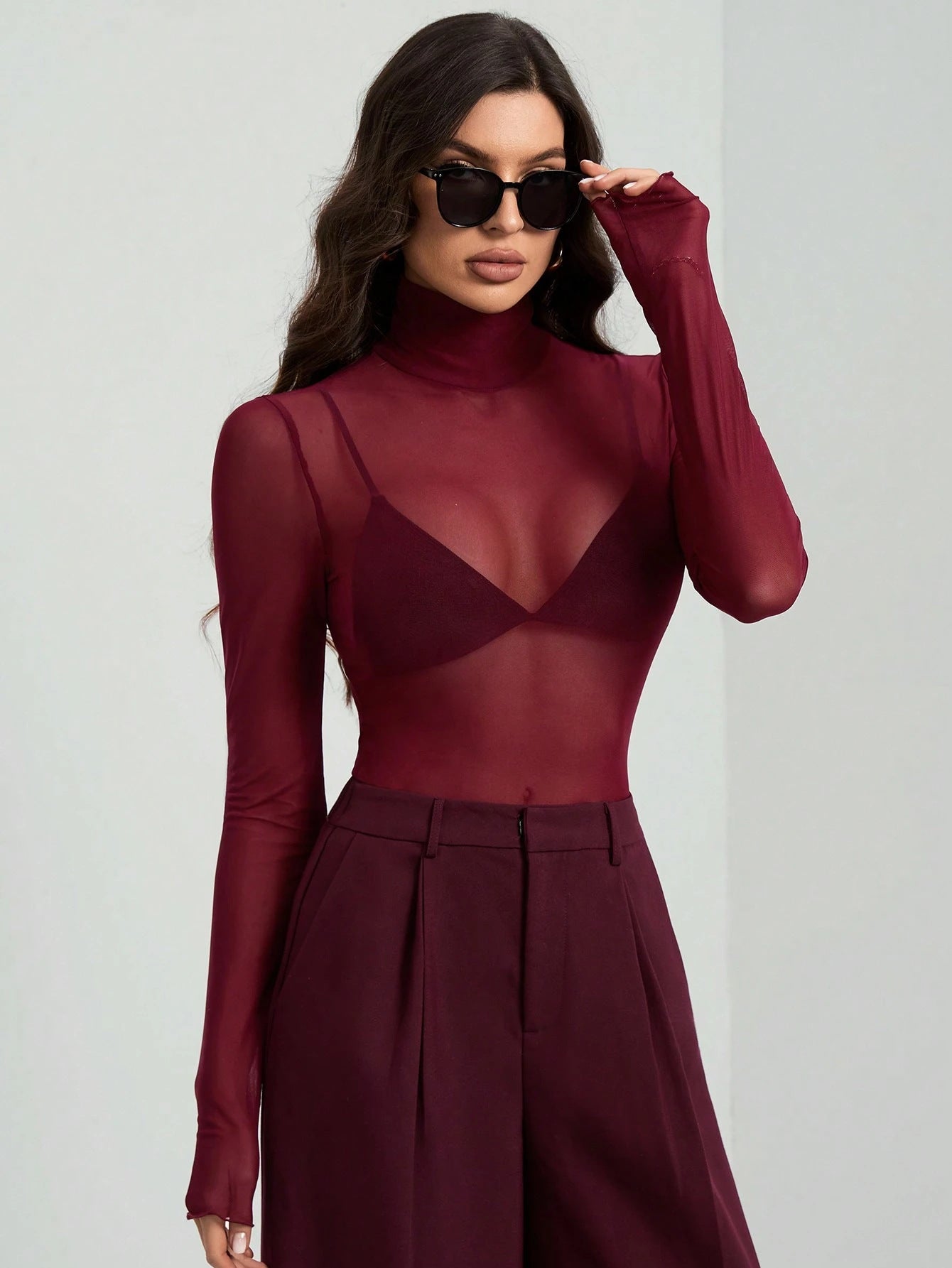 The Elara Mesh — Noir Transparent Turtleneck