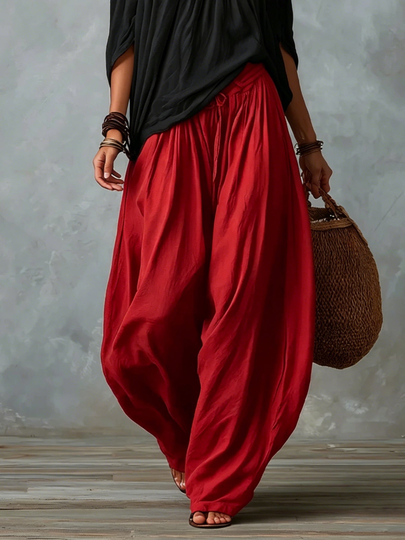 Ensemble haut épaules dénudées et pantalon ballon