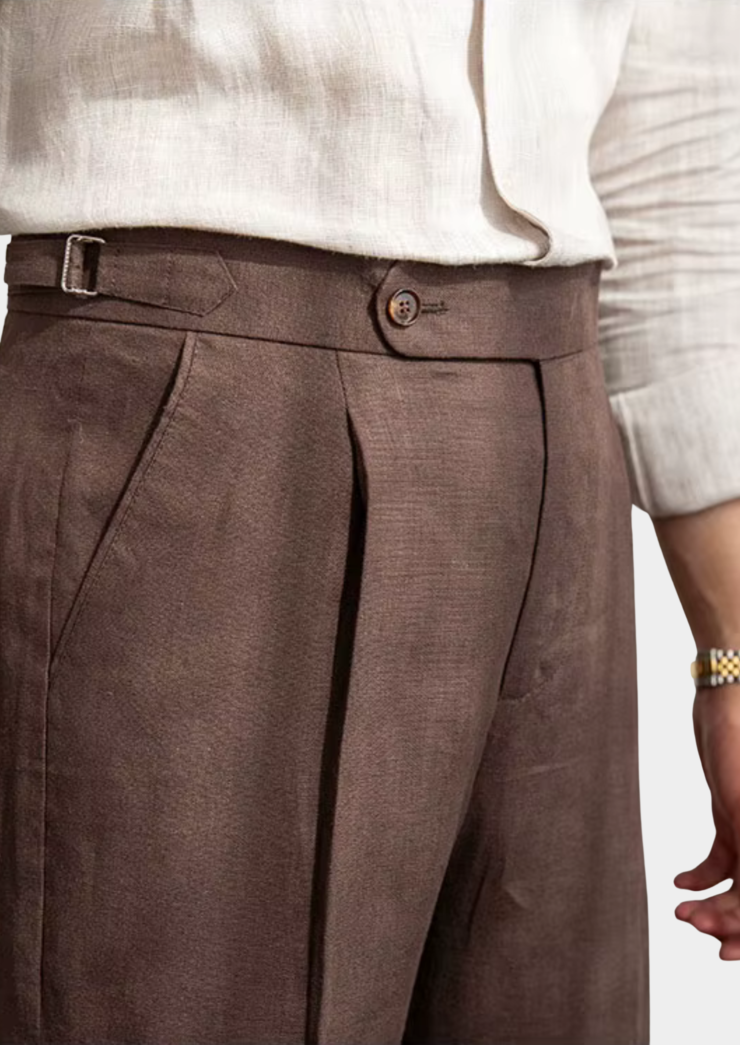 PANTALONS CÔTIERS PLISSÉS TOSCANE - Brun Foncé