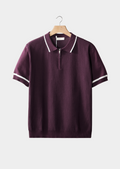 Polo violet avec fermeture éclair et bordure contrastante