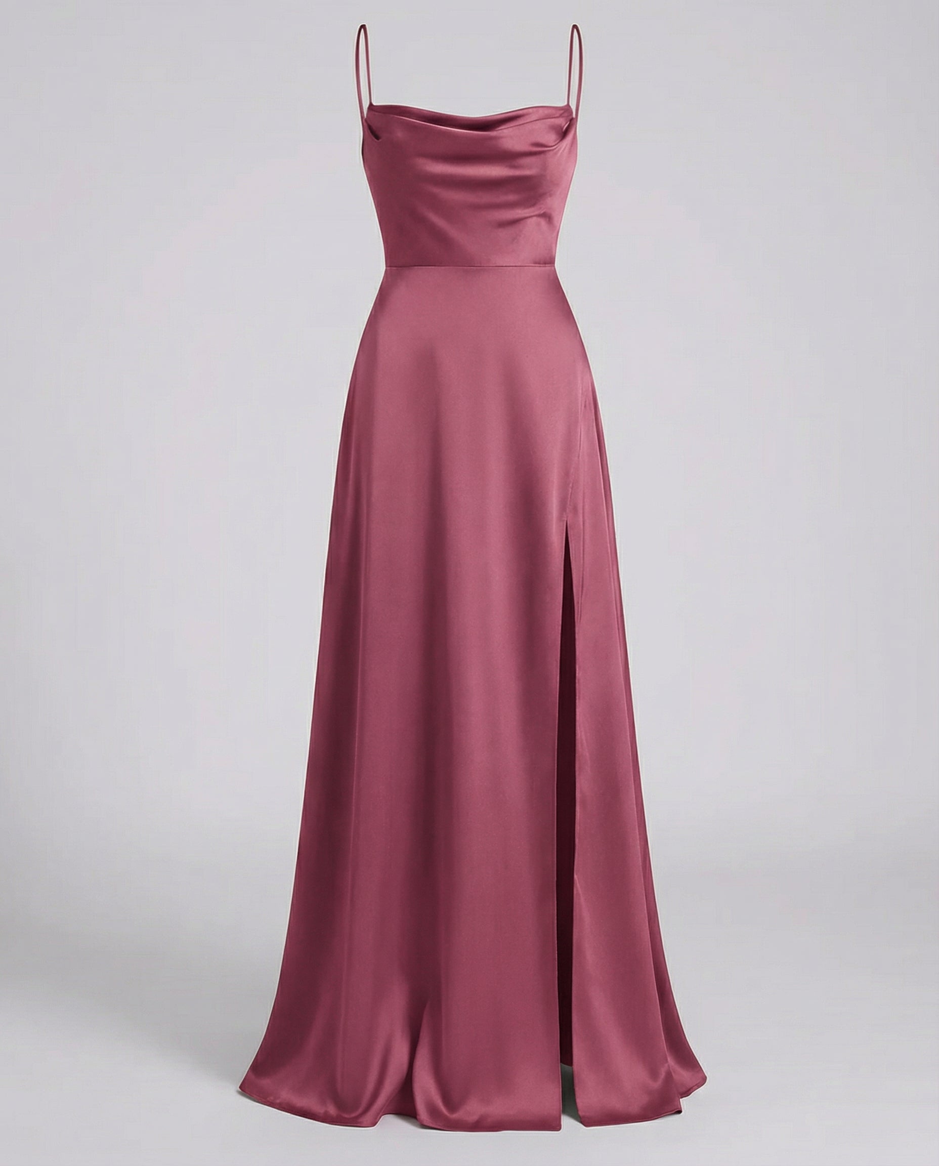 The Elara — Crimson Satin Maxi Dress
