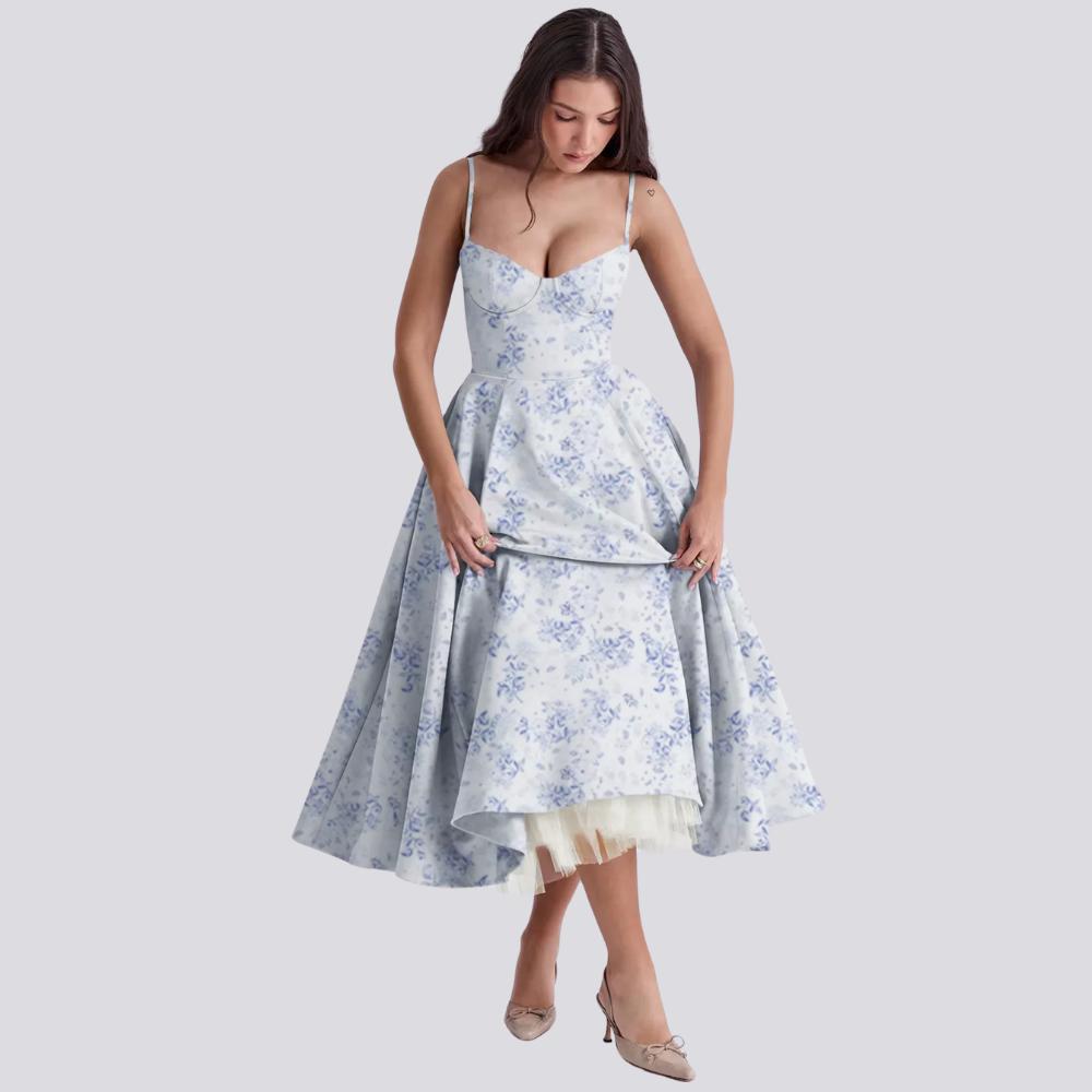 The Liora Bustier — Sunlit Floral Midi