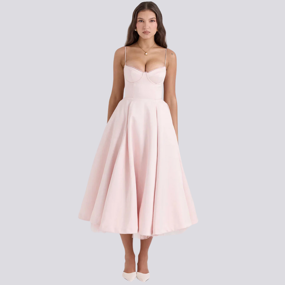 The Liora Bustier — Sunlit Floral Midi