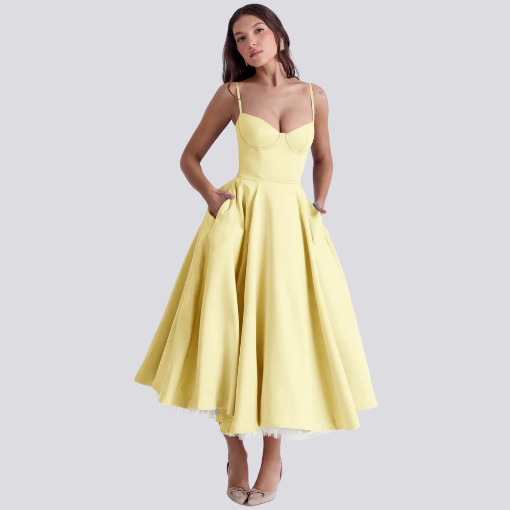 The Liora Bustier — Sunlit Floral Midi