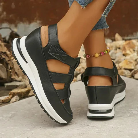 The Sia Platform — Onyx Velcro Sandals