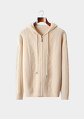 Sweat à capuche zippé d'hiver en laine mérinos extra fine pure