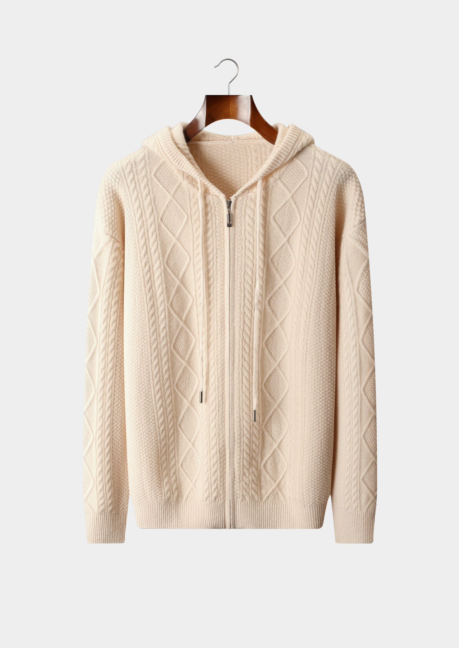 Sweat à capuche zippé d'hiver en laine mérinos extra-fine pure