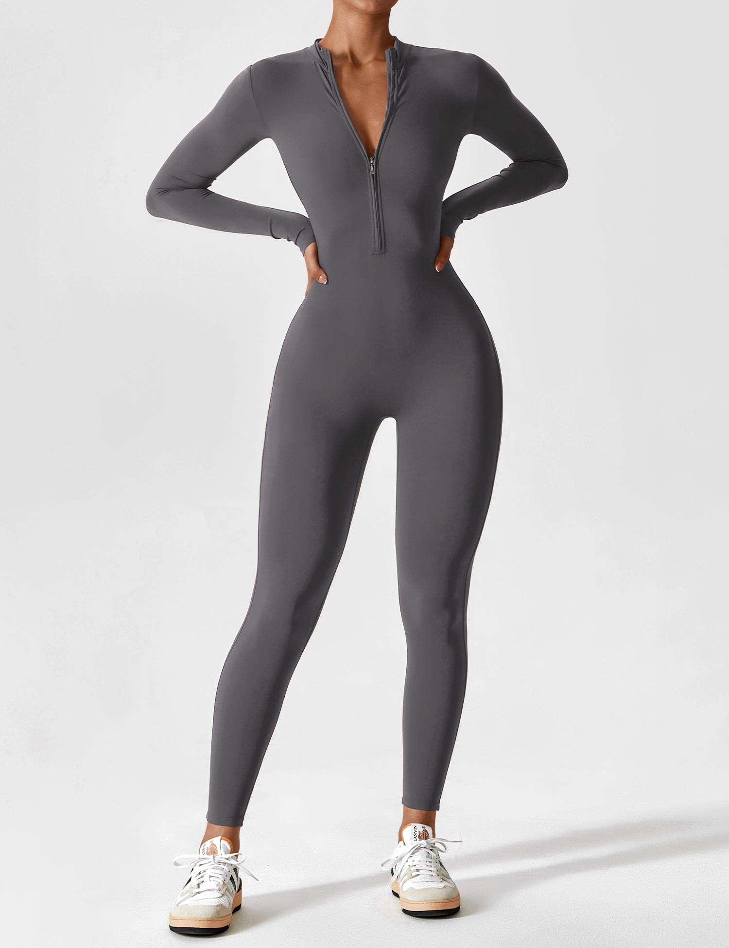 The Vela Zip Jumpsuit — Black Onyx