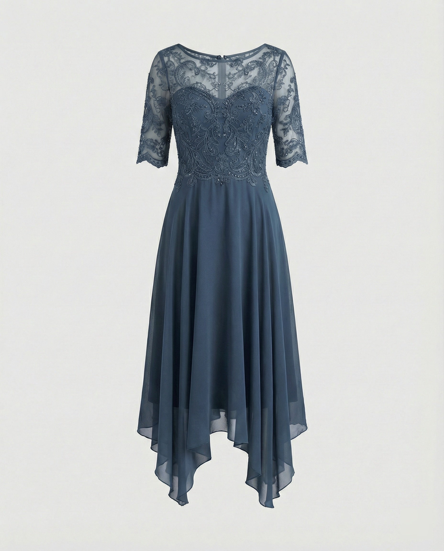 The Liora — Emerald Lace Midi Dress