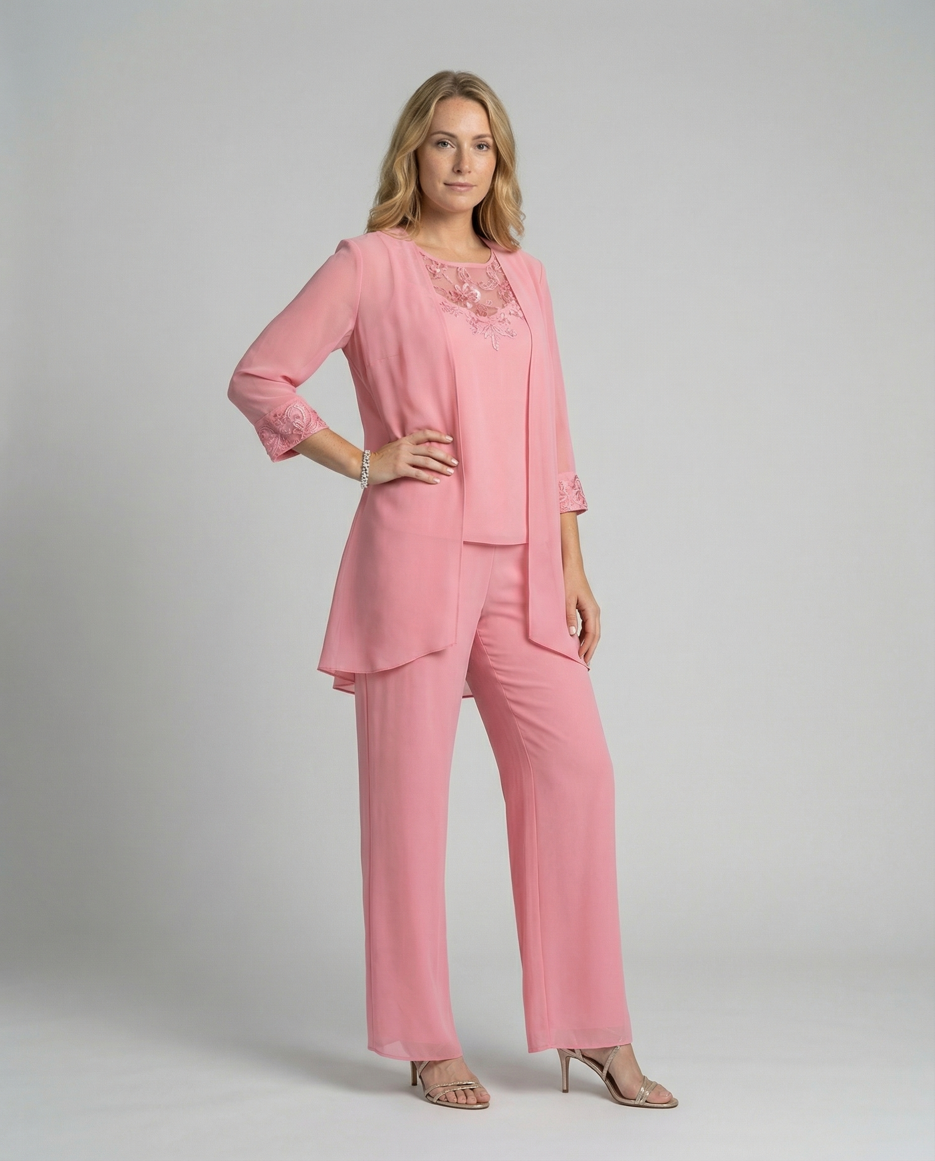 The Jolie — Lace-Trim Duster Set in Onyx