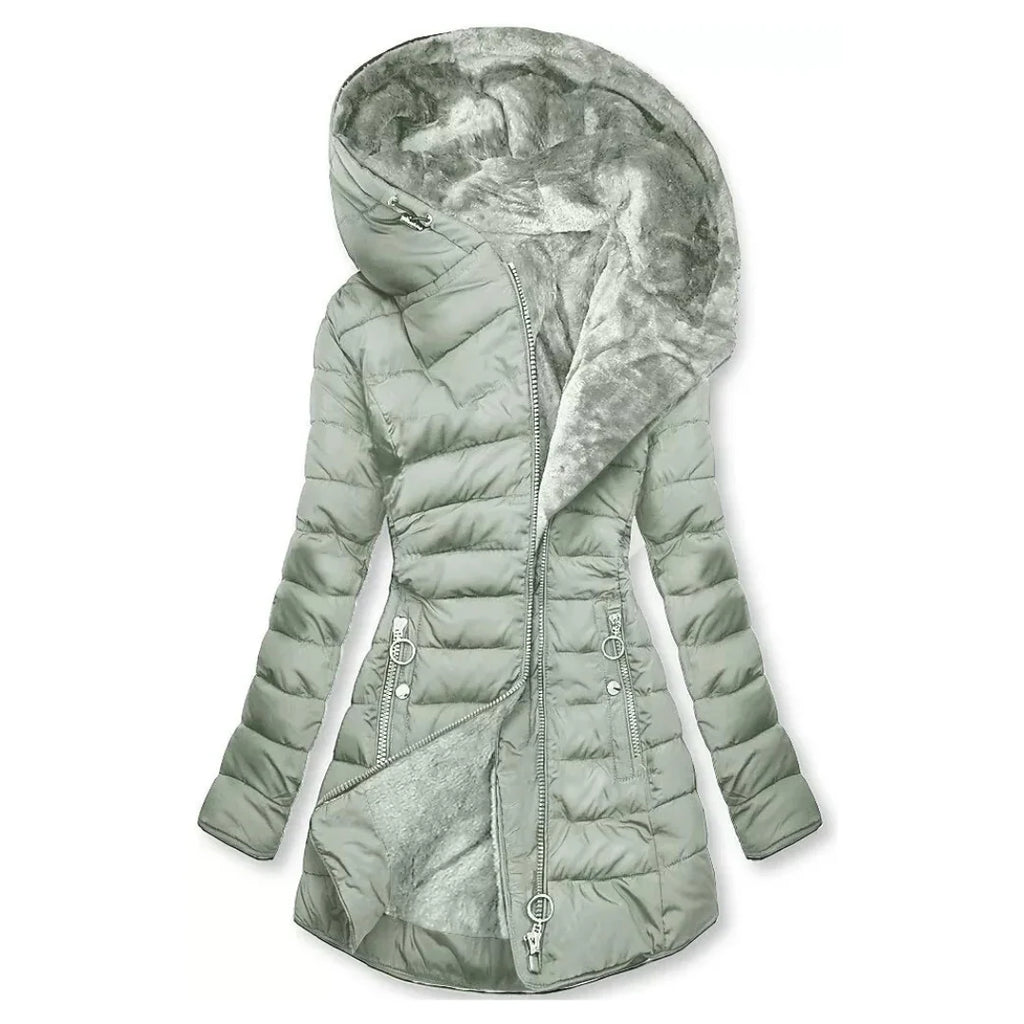 The Sora — Quilted Puffer with Rabbit Fur Collar