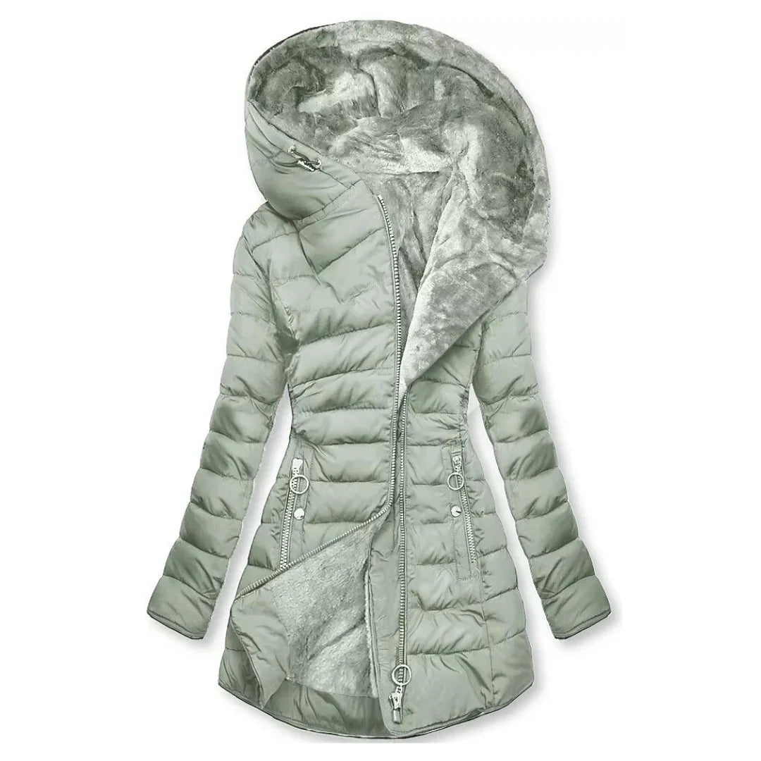 The Sora — Quilted Puffer with Rabbit Fur Collar