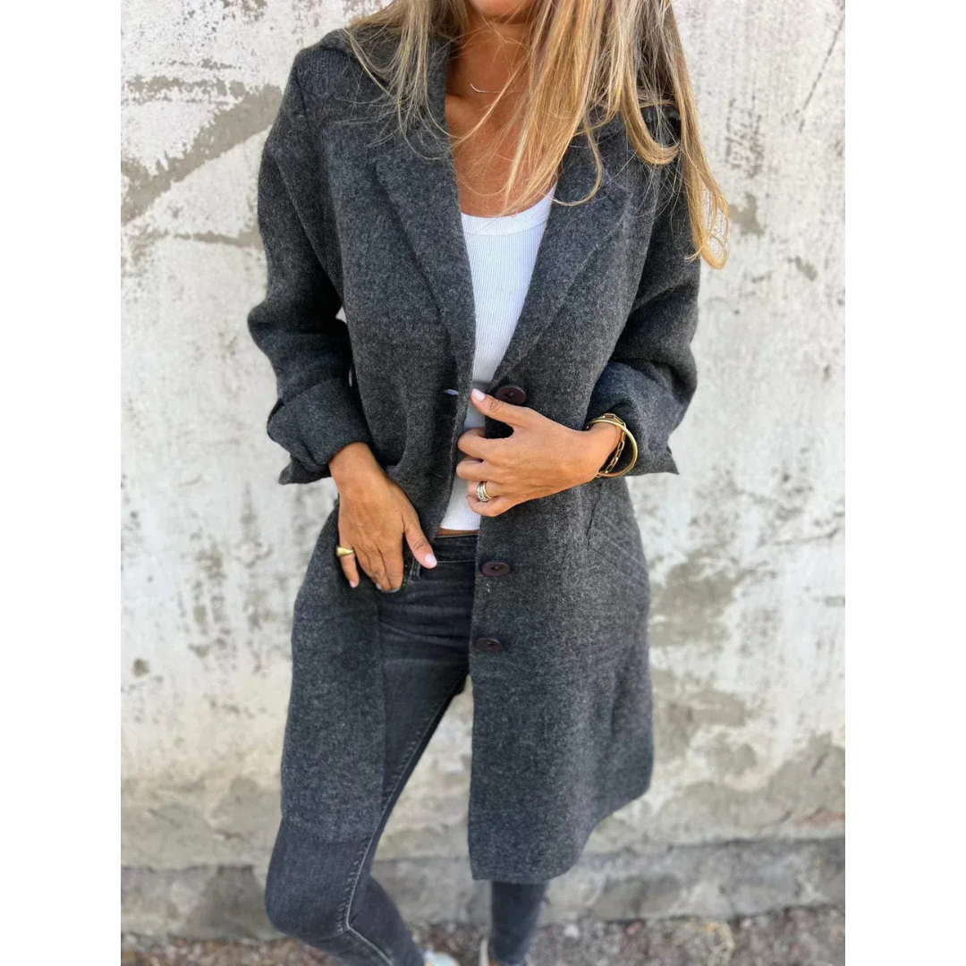 Elara Longline Coat — Blush Quartz