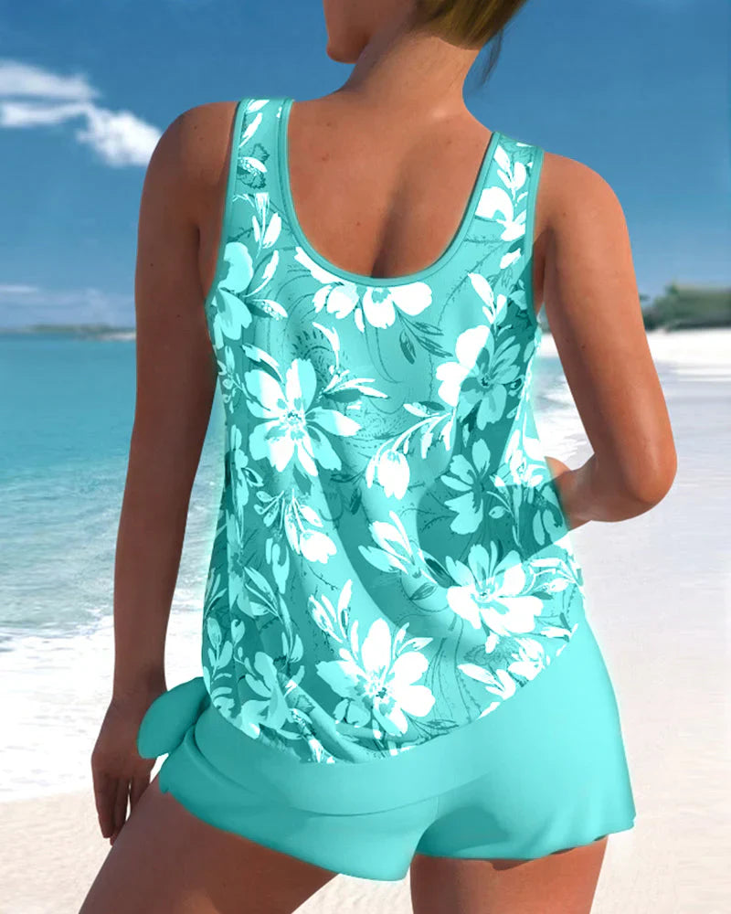 Sira Tankini Set — Fog & Ocean