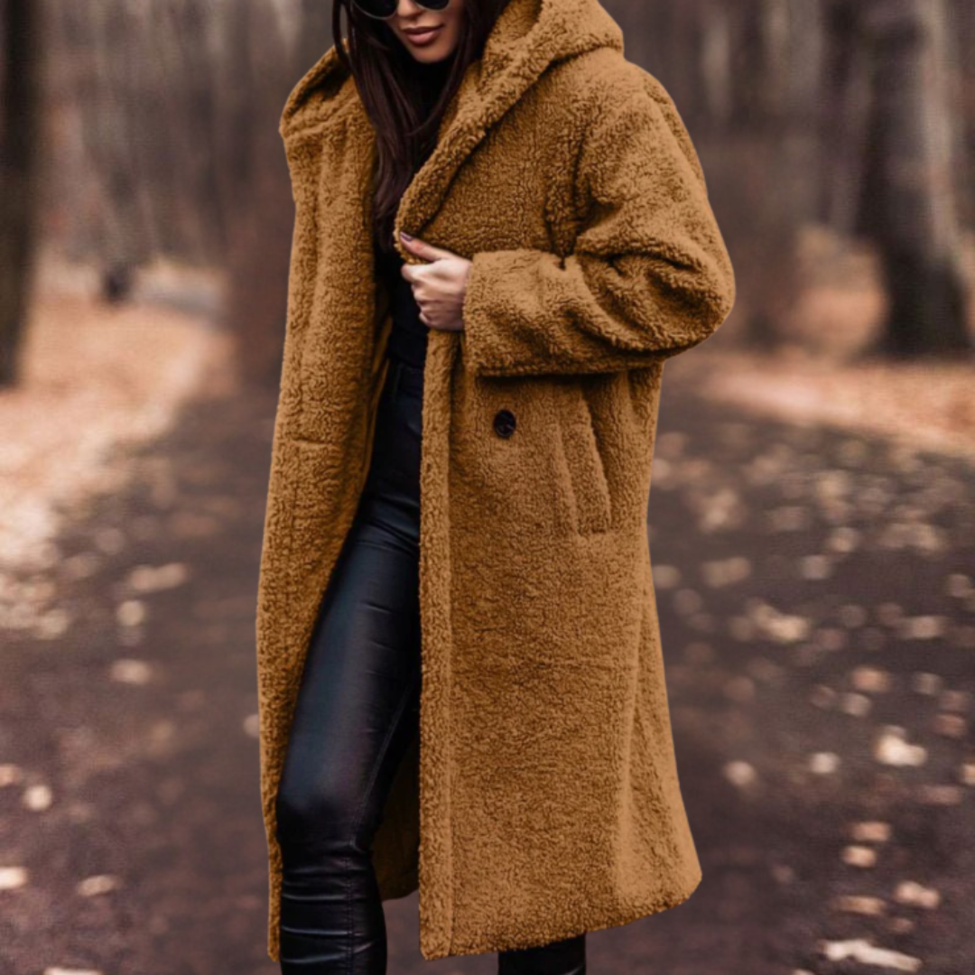 The Elowen — Plush Teddy Coat in Noir
