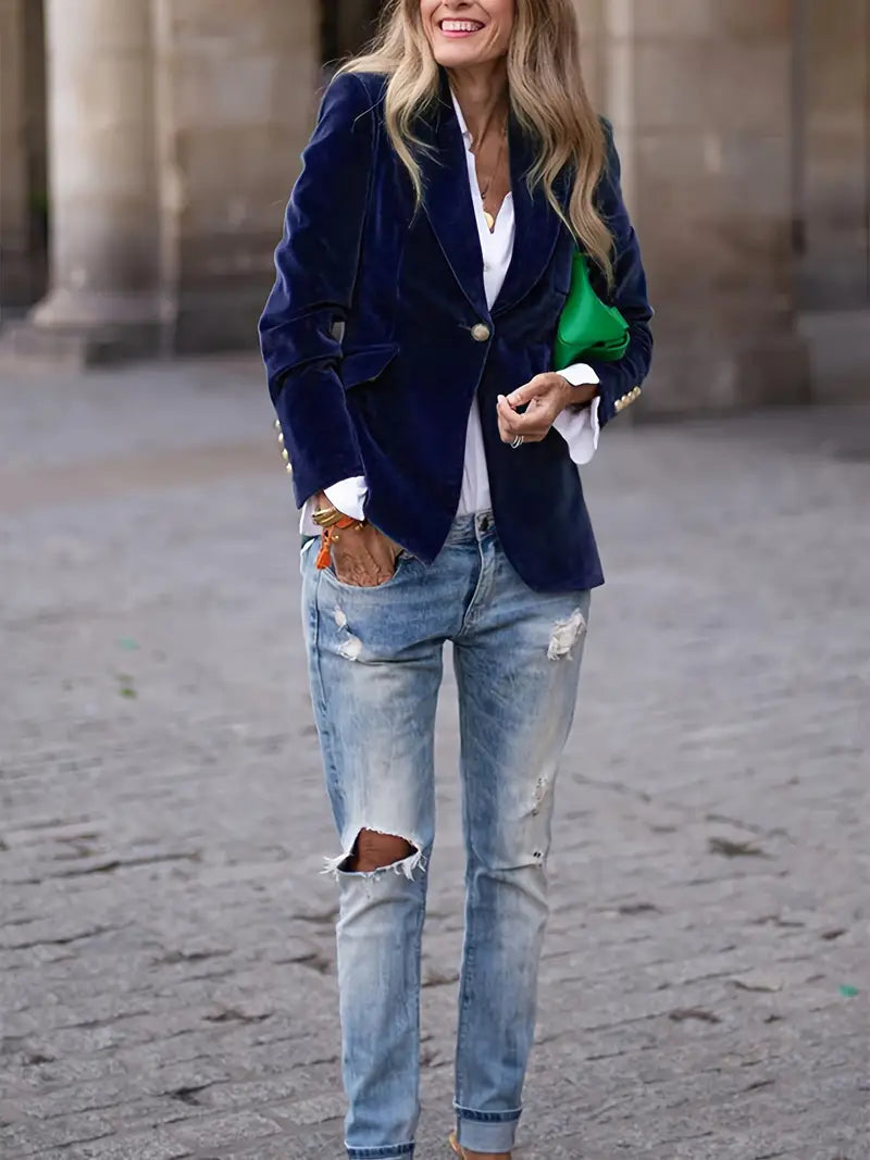 The Isola Velvet Blazer — Midnight