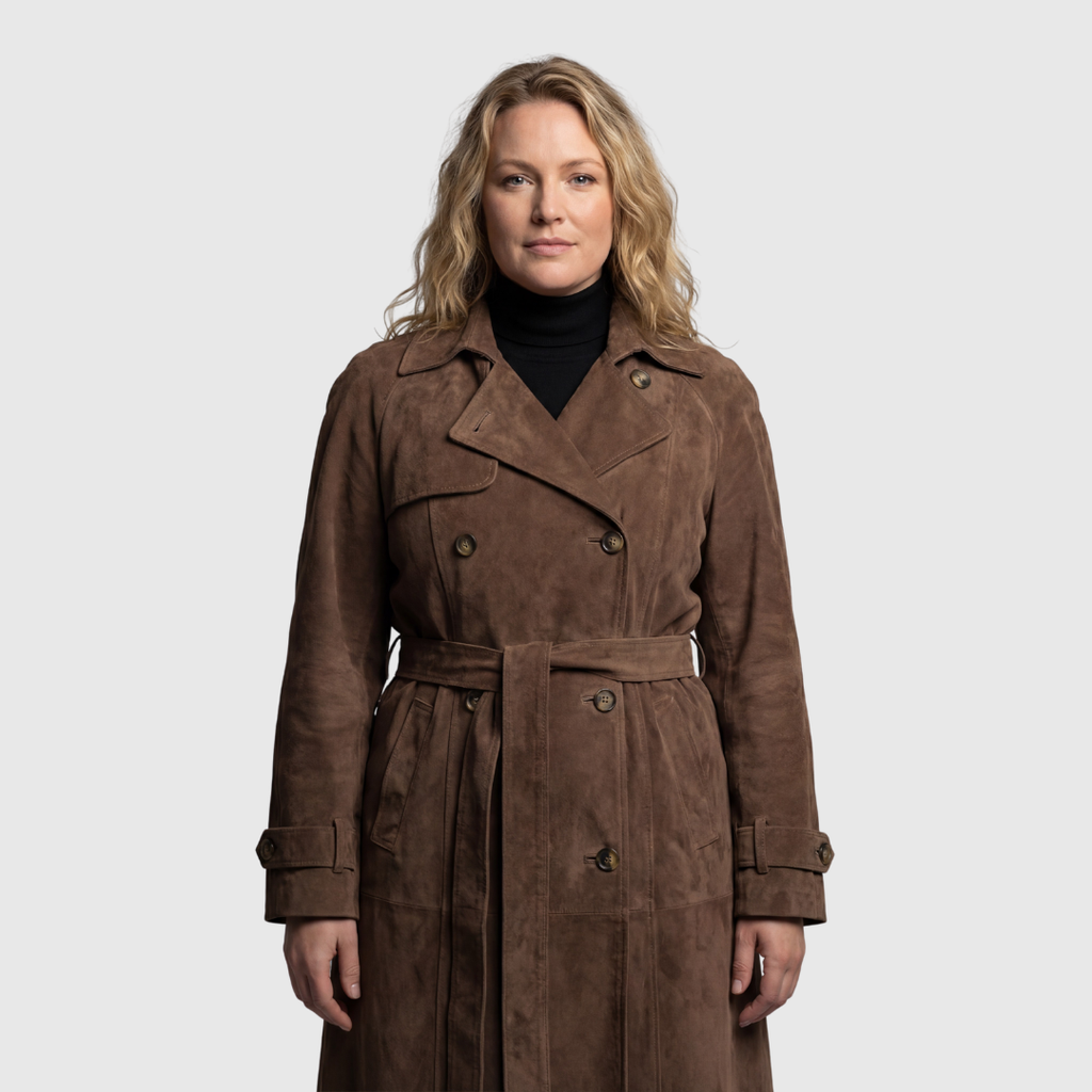 The Liora — Chestnut Suede Trench