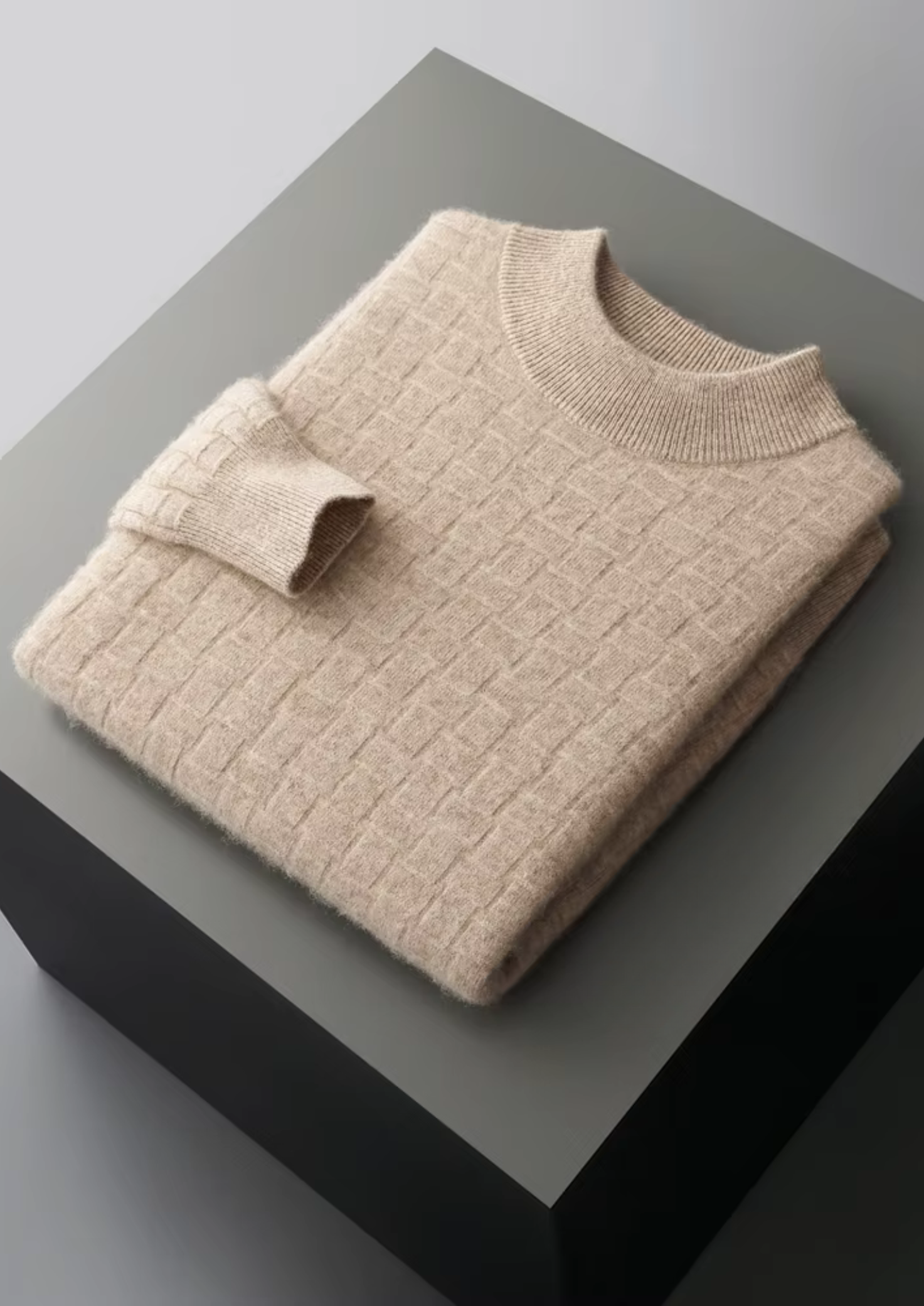 Col montant en laine mérinos extra-fine pure avec texture