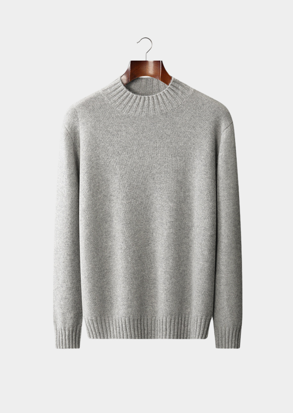 PULL COL ROULÉ EN CACHEMIRE PUR GRIS CLAIR