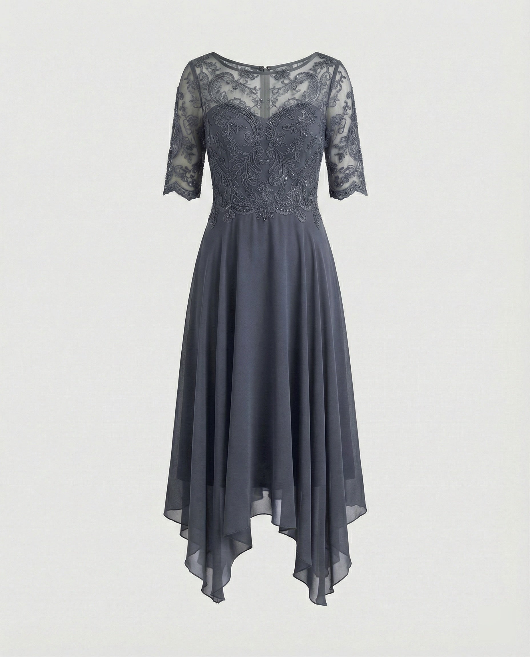 The Liora — Emerald Lace Midi Dress
