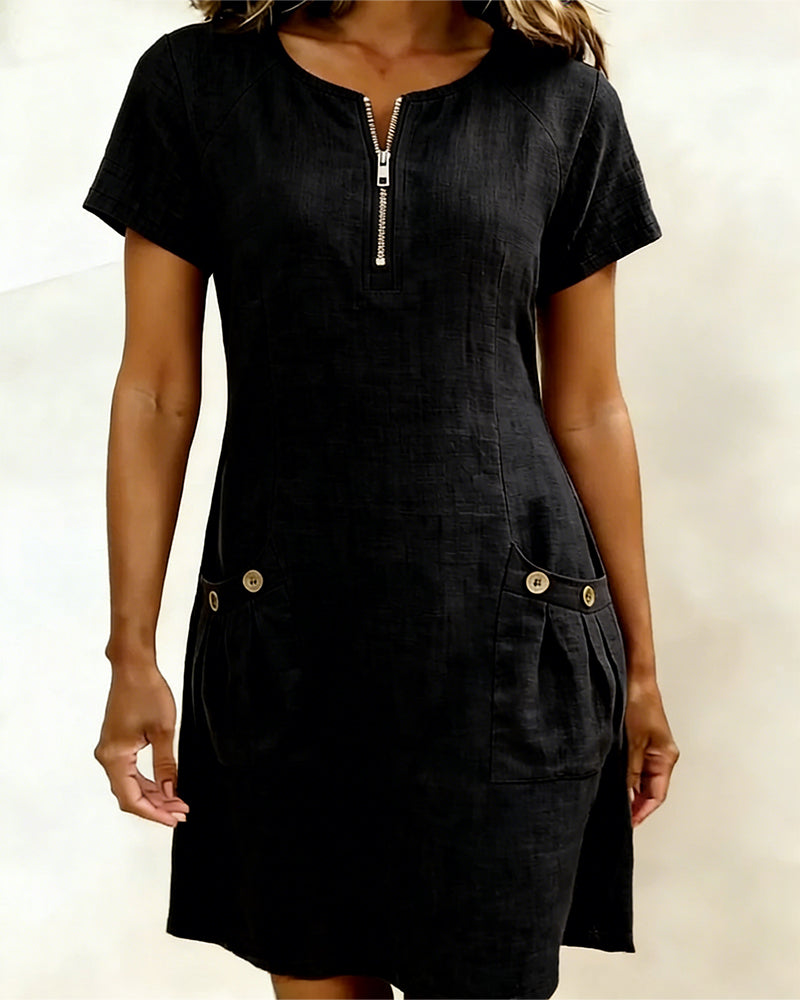 Bonnie™ | Robe en coton avec poches avant à fermeture éclair
