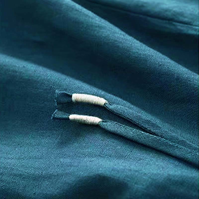 Pantalon Capri Large Femme Bouton Unique Couleur Unie Buddha Stones avec Poches