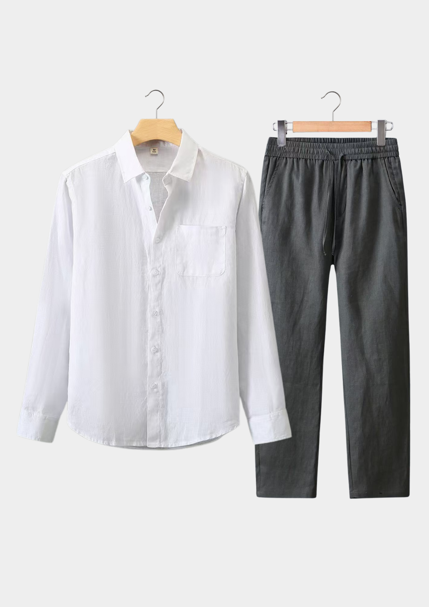 ENSEMBLE D'ÉTÉ DOLCEVITA À MANCHES LONGUES – GRIS/BLANC